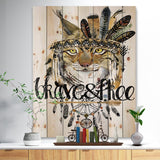 Abstract Cat Watercolor Artwork - Animals kids Painting Print on Natural Pine Wood