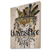 Abstract Cat Watercolor Artwork - Animals kids Painting Print on Natural Pine Wood