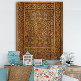 Designart 'Old Carved Wooden Door' Vintage Print on Natural Pine Wood - 15x20