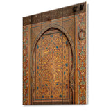 Designart 'Ancient Door Painting Morroco' Vintage Print on Natural Pine Wood - 15x20