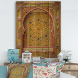 Designart 'Moroccan Entrance Door in Fez' Vintage Print on Natural Pine Wood - 15x20