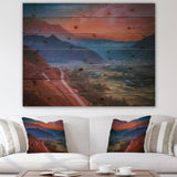 Road Through The ALamut Mountains During Evening Glow - Farmhouse Print on Natural Pine Wood