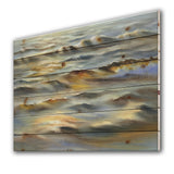 Sunlight Reflections Of Evening Time Waves - Lakehouse Print on Natural Pine Wood