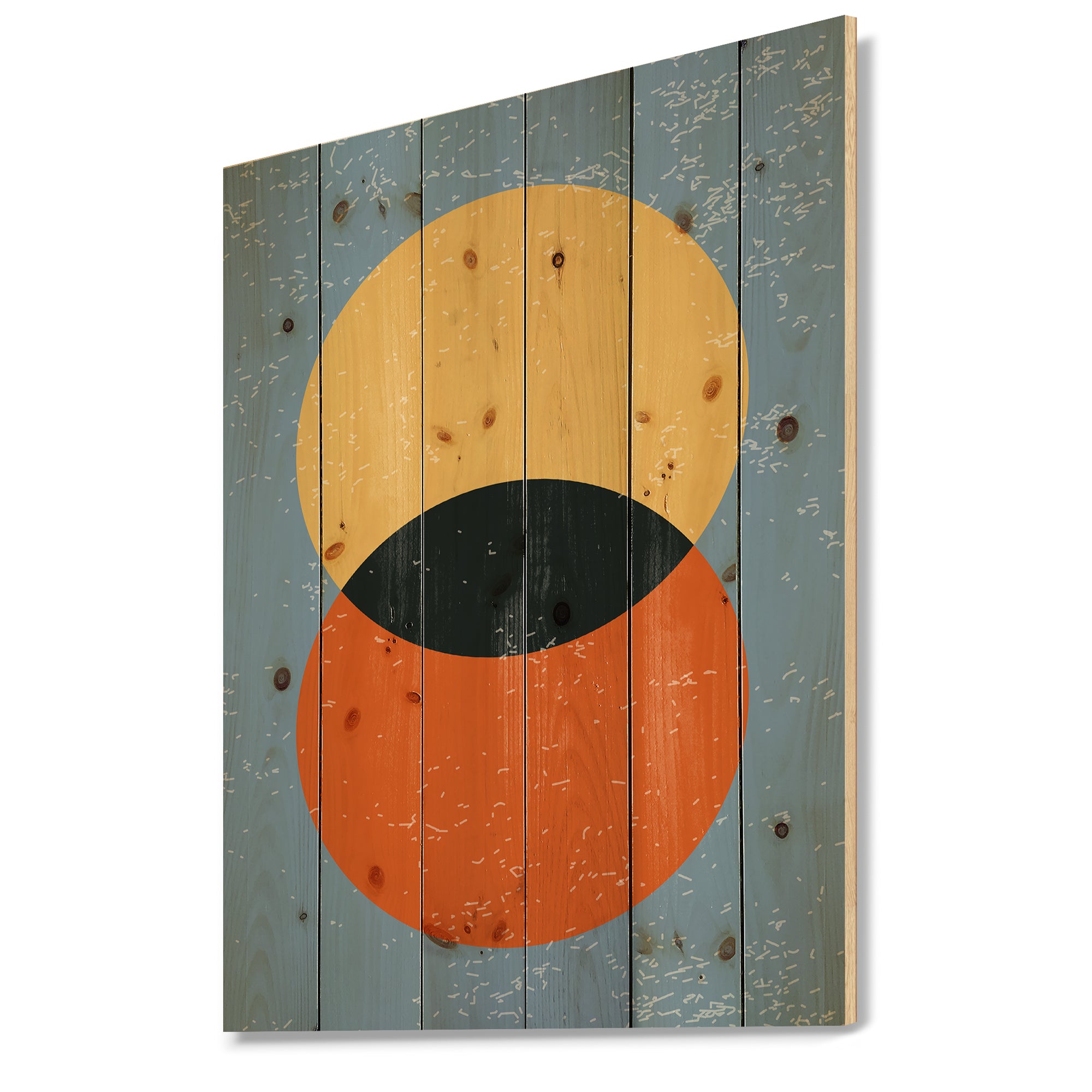 Minimal Geometric Compostions Of Elementary Forms IX - Modern Print on Natural Pine Wood