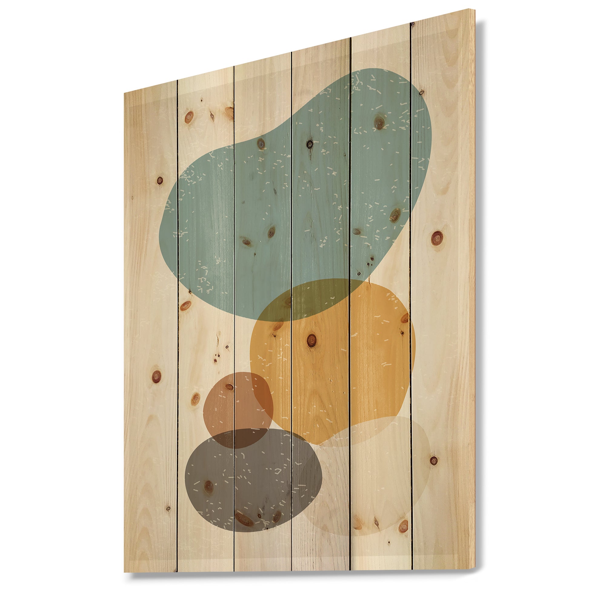 Minimal Elementary Organic And Geometric Compostions XVII - Modern Print on Natural Pine Wood