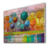 Colorful Trees Reflected In Water - Modern Print on Natural Pine Wood