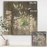 Flower Cleome Splash I - Traditional Floral Print on Natural Pine Wood - 16x16