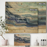 Coast Blue Sea Waves Watercolour - Modern Farmhouse Print on Natural Pine Wood - 20x15