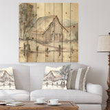 Farmhouse Barn Grey VII - Modern Farmhouse Print on Natural Pine Wood - 16x16