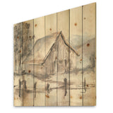 Farmhouse Barn Grey VII - Modern Farmhouse Print on Natural Pine Wood - 16x16