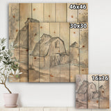 Farmhouse Barn Grey V - Modern Farmhouse Print on Natural Pine Wood - 16x16