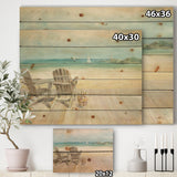 Seaside Morning no Window - Coastal Print on Natural Pine Wood - 20x15