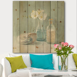 Pastel Bath II - Nautical & Beach Print on Natural Pine Wood - 16x16