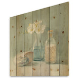 Pastel Bath II - Nautical & Beach Print on Natural Pine Wood - 16x16