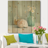 Pastel Bath III - Nautical & Beach Print on Natural Pine Wood - 16x16