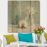 Pastel Bath IV - Farmhouse Print on Natural Pine Wood - 16x16