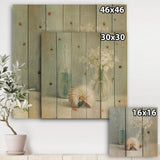 Pastel Bath IV - Farmhouse Print on Natural Pine Wood - 16x16