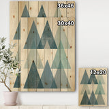 minimal Triangles IV Blue - Mid-Century Modern Print on Natural Pine Wood - 15x20
