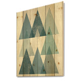 minimal Triangles IV Blue - Mid-Century Modern Print on Natural Pine Wood - 15x20