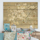 Dogwood in Spring Neutral - Farmhouse Print on Natural Pine Wood - 20x15