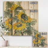 Tradionnal Sunflower I - Cabin & Lodge Print on Natural Pine Wood - 16x16