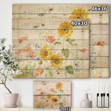 Floursack Florals I - Floral & Botanical Print on Natural Pine Wood - 20x15