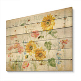 Floursack Florals I - Floral & Botanical Print on Natural Pine Wood - 20x15