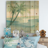 Peaceful Dusk I Tropical - Tropical Print on Natural Pine Wood - 16x16