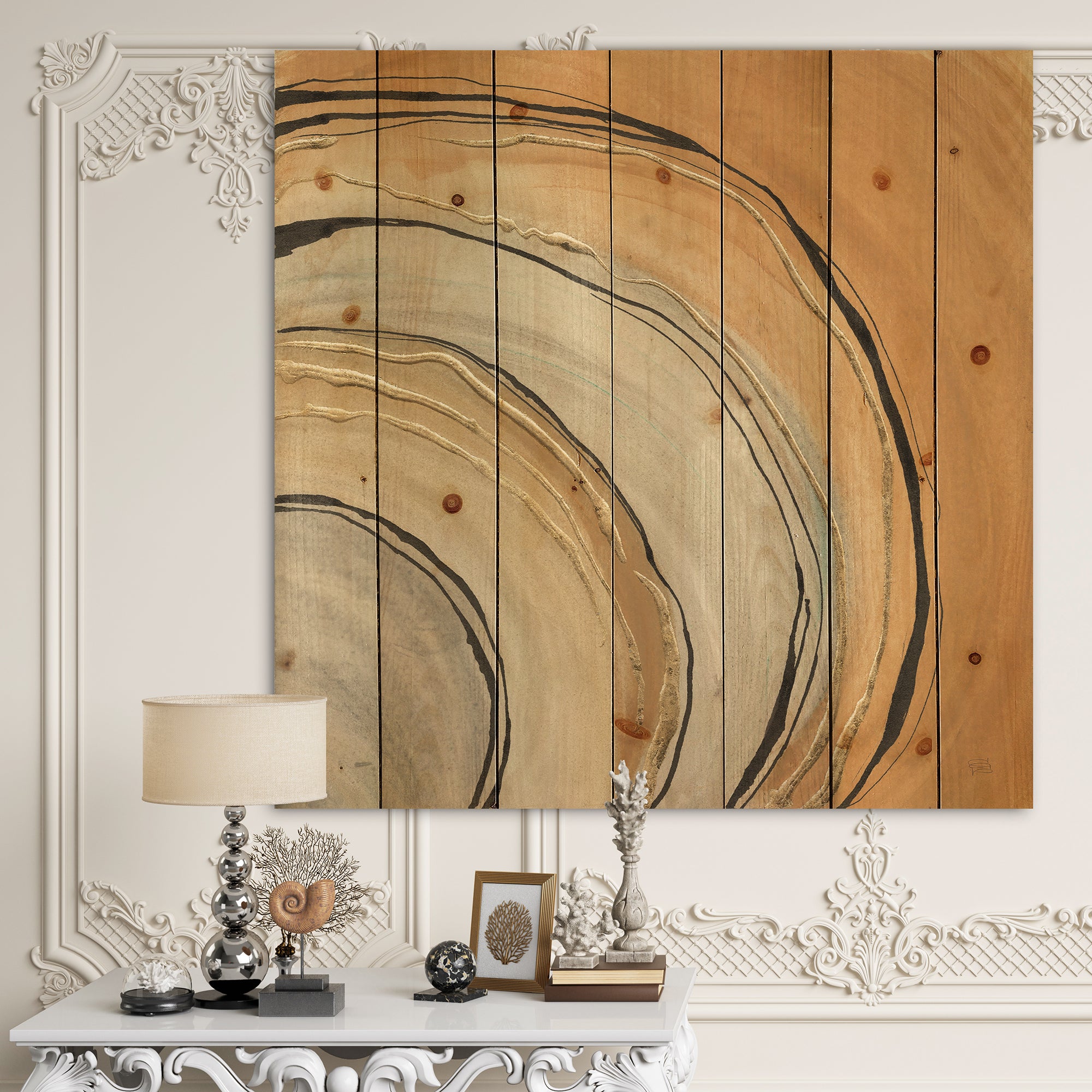 Glam Canion II - Modern & Contemporary Print on Natural Pine Wood - 16x16