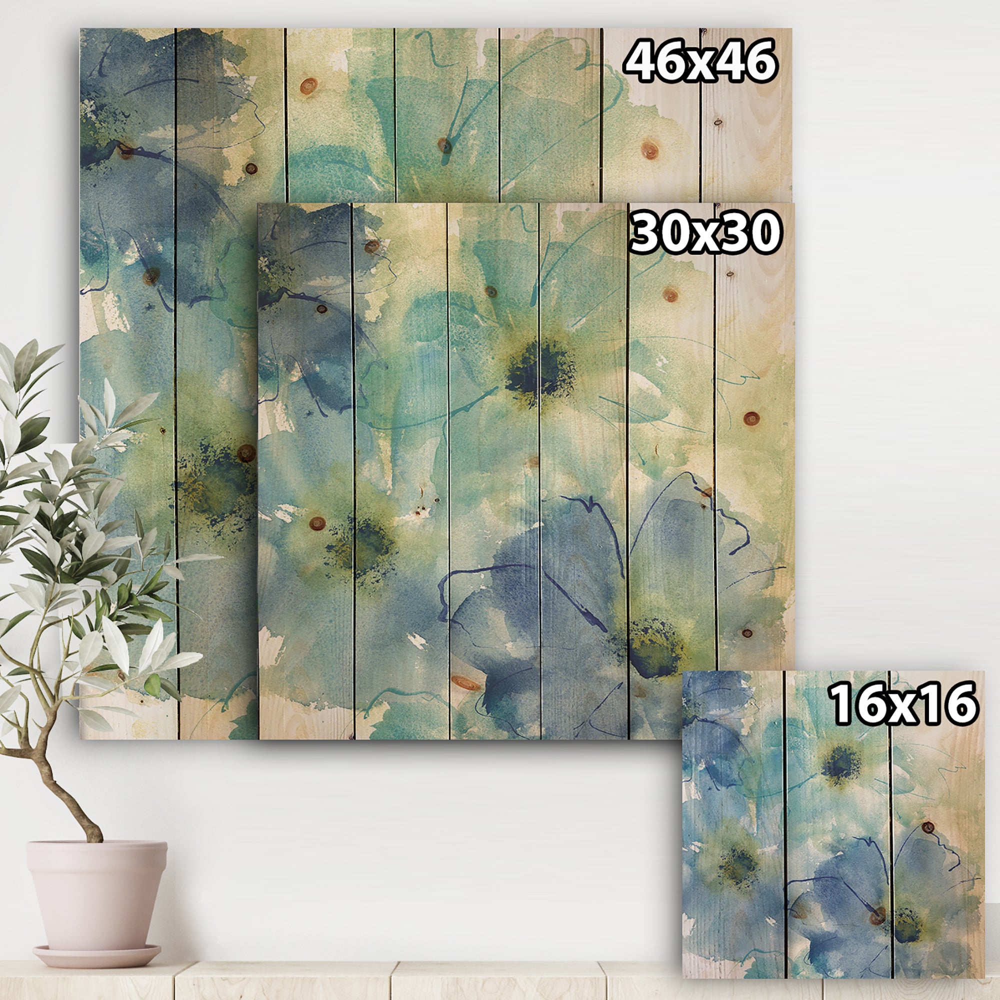 Seashell Cosmos II - Cabin & Lodge Print on Natural Pine Wood - 16x16