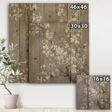White Cherry Blossoms II - Traditional Print on Natural Pine Wood - 16x16