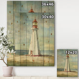 Nautical Lighthouse III - Nautical & Beach Print on Natural Pine Wood - 15x20