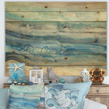Ocean Mineral Waves - Nautical & Coastal Print on Natural Pine Wood - 20x15