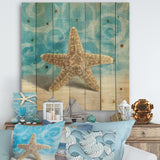 Composition from the Sea II - Nautical & Coastal Print on Natural Pine Wood - 16x16