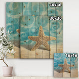 Composition from the Sea II - Nautical & Coastal Print on Natural Pine Wood - 16x16