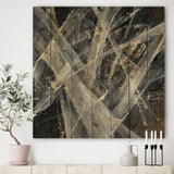 Abstract Glacial Black and White Painting - Mid-Century Modern Print on Natural Pine Wood