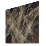 Abstract Glacial Black and White Painting - Mid-Century Modern Print on Natural Pine Wood