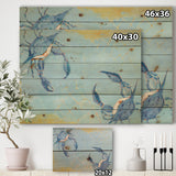 Blue Coastal crab Battle - Nautical & Coastal Print on Natural Pine Wood - 20x15