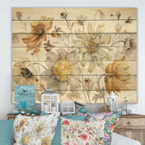 Fields of Gold Watercolor Flower VII - Traditional Print on Natural Pine Wood - 20x15