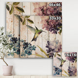 Spring Nectar Square II - Traditional Print on Natural Pine Wood - 16x16