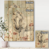 watercolors Pink Wild Horses I - Farmhouse Print on Natural Pine Wood - 15x20