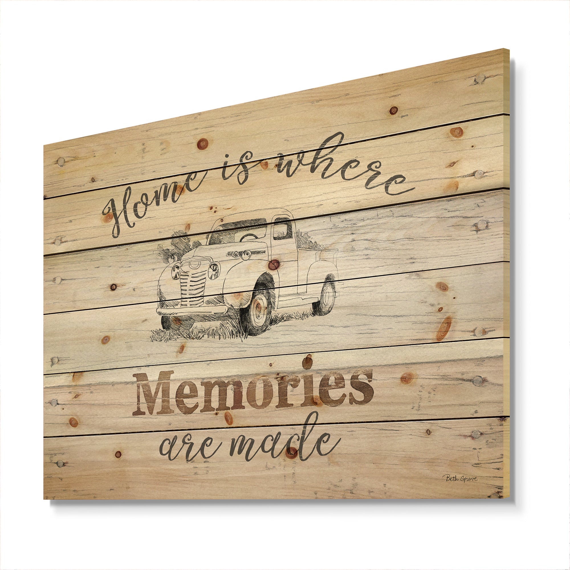 Farmhouse Moment  Truck - Farmhouse Print on Natural Pine Wood - 20x15