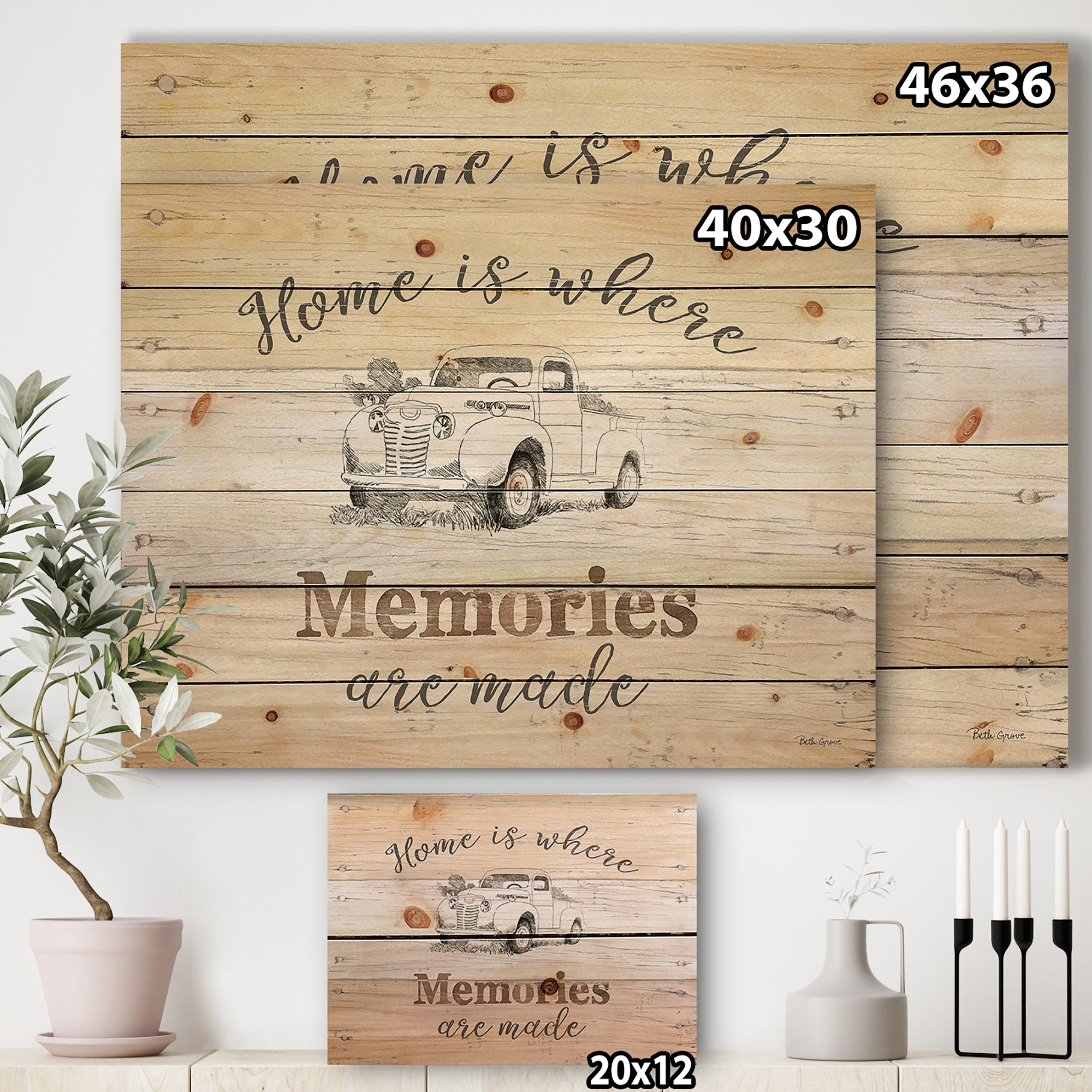 Farmhouse Moment  Truck - Farmhouse Print on Natural Pine Wood - 20x15