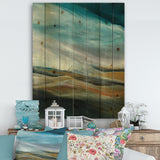 Watercolor Desert Storm Abstract Blue - Cottage Print on Natural Pine Wood - 15x20