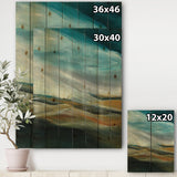 Watercolor Desert Storm Abstract Blue - Cottage Print on Natural Pine Wood - 15x20