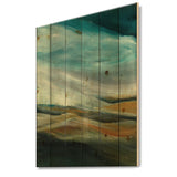 Watercolor Desert Storm Abstract Blue - Cottage Print on Natural Pine Wood - 15x20