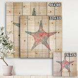 Pink Starfish Ocean Life - Nautical & Coastal Print on Natural Pine Wood - 16x16