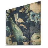 Indigold Bird Cottage Family IV - Farmhouse Print on Natural Pine Wood - 16x16