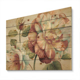 Romantic Dark Rose Blossing Flowers - Floral Print on Natural Pine Wood - 20x15