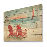 Coastal Chair Relax  Beach II - Nautical & Coastal Print on Natural Pine Wood - 20x15